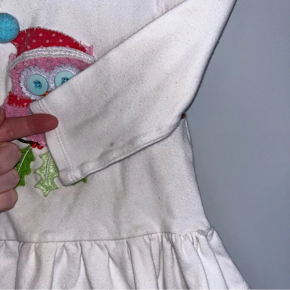Mud Pie White Long Sleeve Shirt with Festive Owl